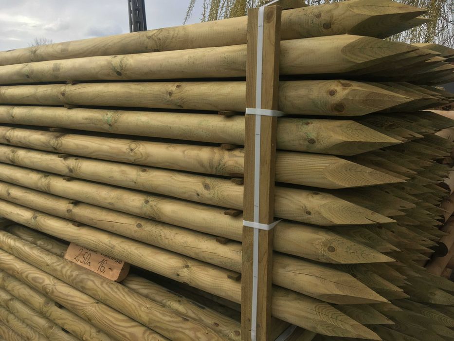 Palisada, słupki, bale drewniane impregnowane fi 10cm dł.250cm