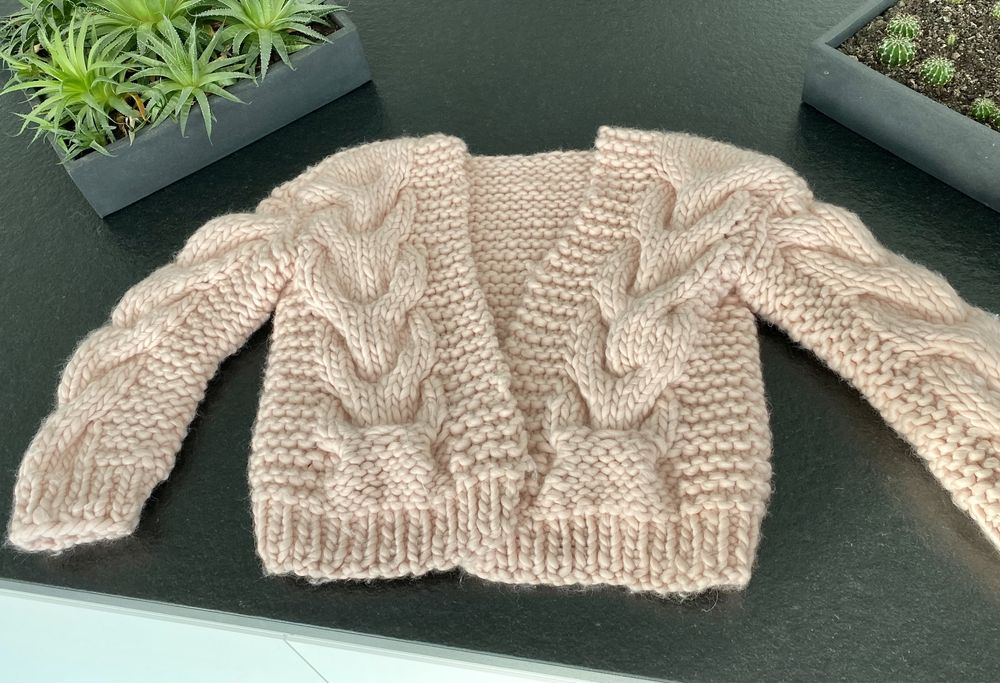 Sweter handmade bomber cable Wool - 100% wełna z warkoczem