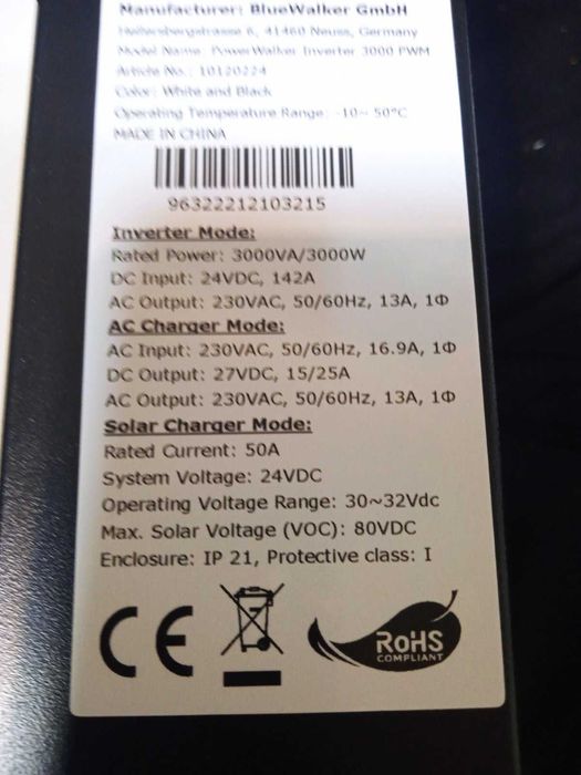 Инвертор PowerWalker PWM 3000W 24V Інвертор PowerWalker PWM 3000W 24V