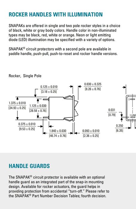 Interruptores AIRPAX, SNAPAK Series R21-2 de 2 polos