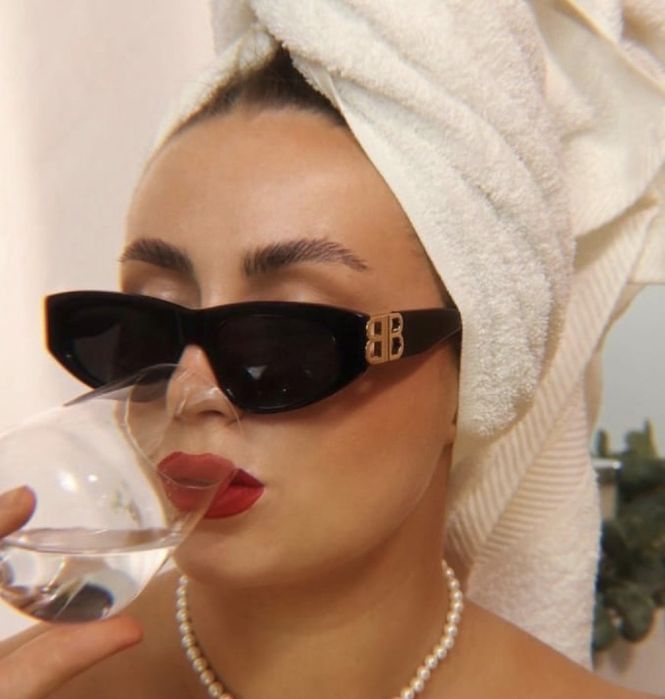 Okulary Balenciaga nowe czarne zlote pudełko