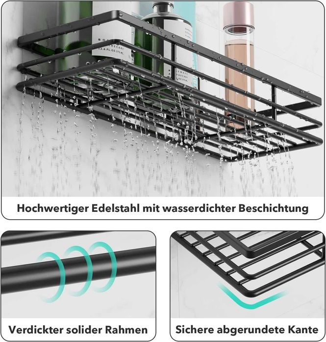 Saffruff półka regał koszyk prysznicowy organizer 2 szt , czarne