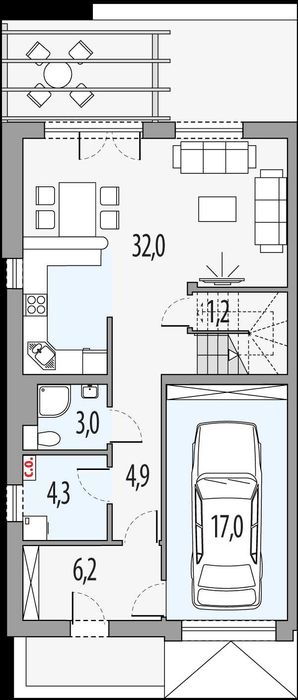 Szeregówka z garażami (ostatni segment) ul. Onufrego 150 m2, parking