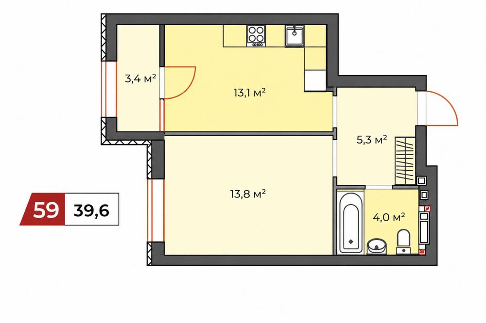 Ірпінь Сіті 5 | Велика 1к квартира 39,6м2 | Перший внесок від 13 068$