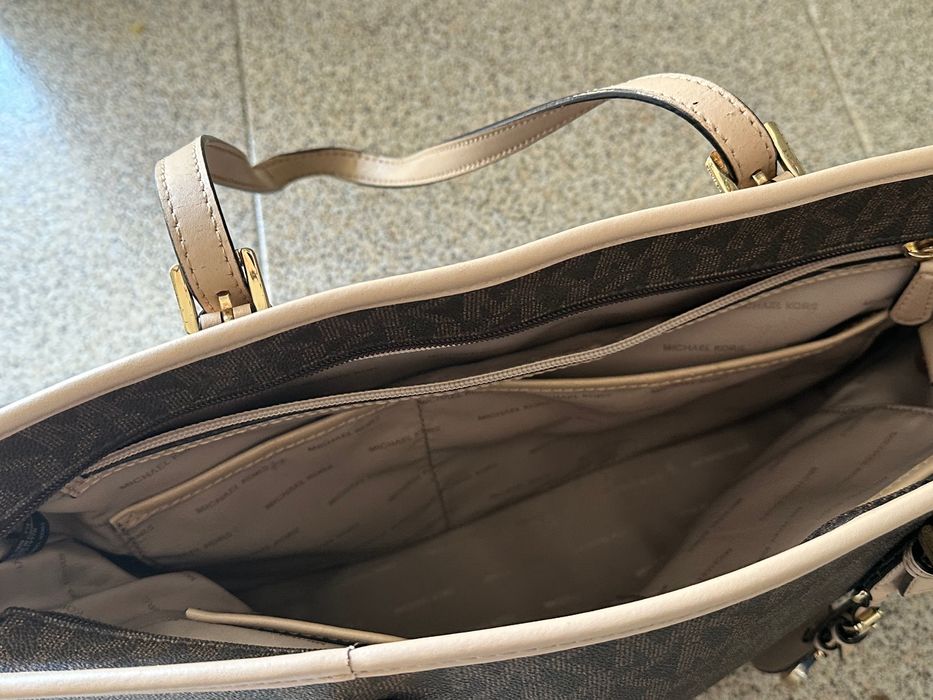 Mala Michael Kors Jet Set Travel Tote Original – Castanho/Bege