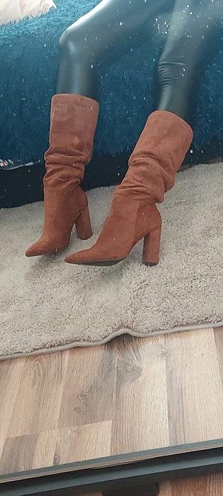 Piękne, modne rudo brazowe kozaki na wiosnę r.36