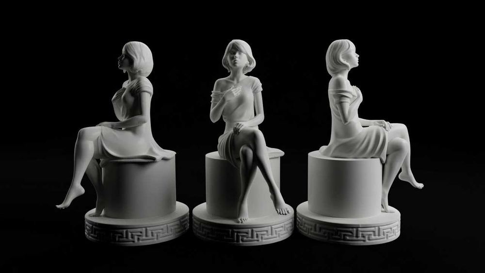 Escultura Decorativa Mulher Sentada – Impressão 3D em PLA – Design Moderno