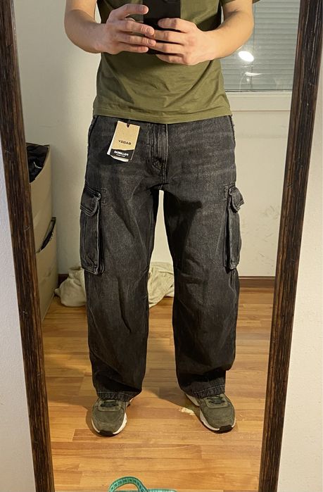 NEW Новые Черные багги штаны карго джинсы ZARA INDITEX M размер