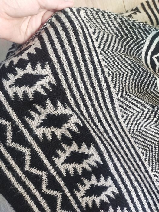 Aztecki kardigan narzutka sweter asymetryczny M/L