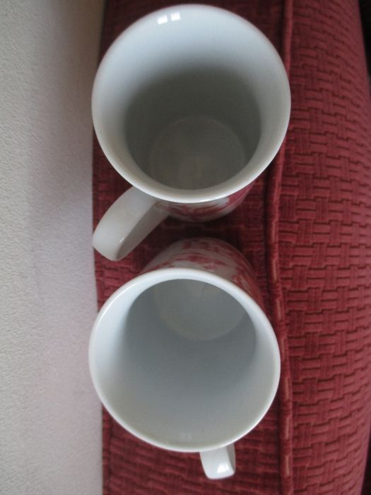 Duas Canecas de "Porcelaine Véritable" NOVAS com imagens pintadas.