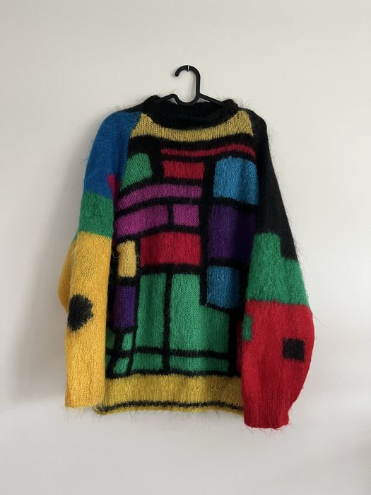 Sweter vintage handmade wełna moher