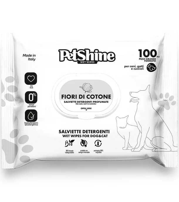 Petshine - Toalhitas hipoalergénicas para cão e gato (100 unid.)