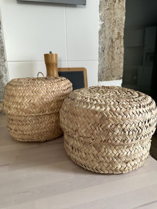 Cestos caixas em palma com tampa