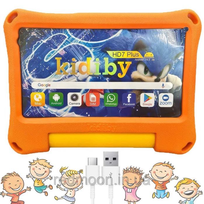Ігровий планшет андроїд,Дитячий планшет IPS7 8.128GB, 4G+ чохол Kidiby