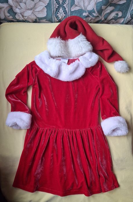 98/104Сукня Санта Снігурка Зима костюм дитячий Новорічний Маскарадний