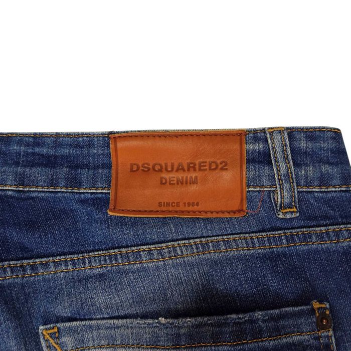 Джинси Dsquared2 з фабричною фарбою та потертостями штани сині