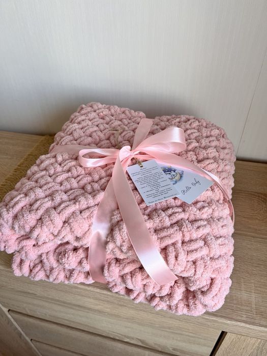 Плед плюшевий конверт на виписку плетений плед