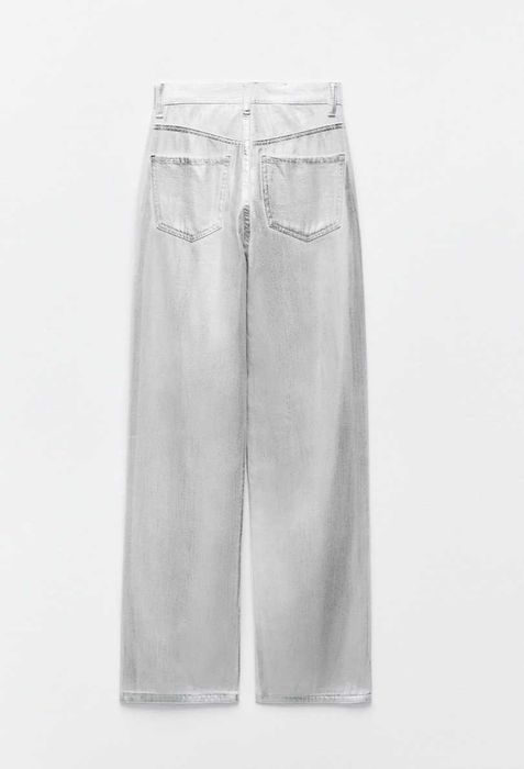 Серебряные серебристые срібні сріблясті металлик джинсы Зара ZARA