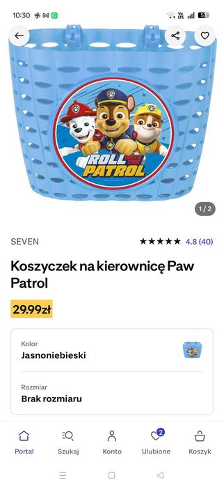 Koszyk na kierownicę roweru dziecięcy