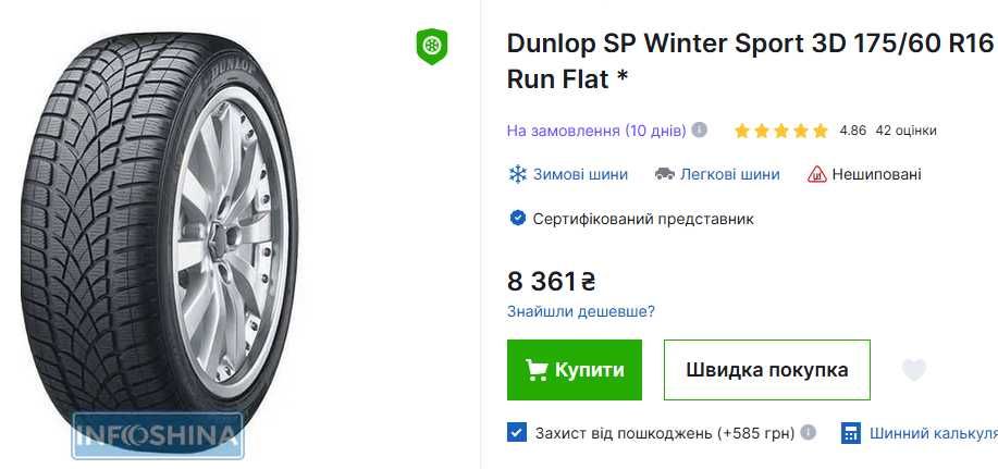 Шини Dunlop SP Winter Sport 3D 175/60 R16