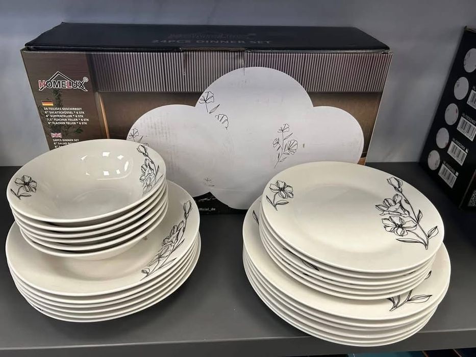 Zestaw Obiadowy Porcelany 24 el