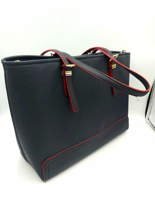 Torebka TOMMY HILFIGER granatowa czerwona torba shopperka pojemna