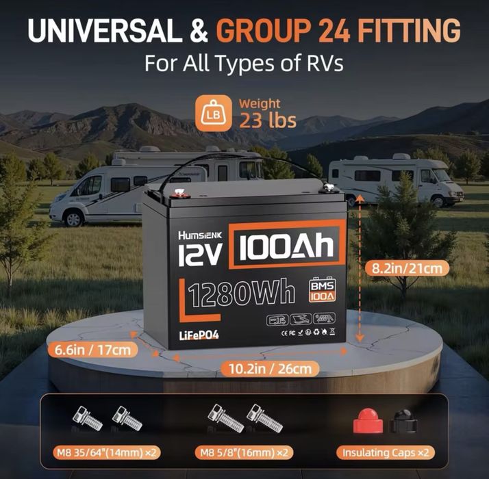 В Наявності HumsiENK LiFePO4 Акумулятор 12V 100Ah з BMS 6000+ циклів