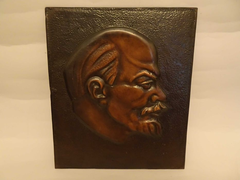 Włodzimierz Lenin, plakieta naścienna, miedziana płaskorzeźba, ZSRR, PRL