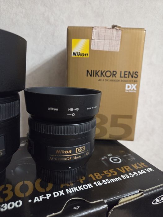 Фотоаппапат Nikon d5300 kit 18-55 mm, объектив Nikkor 35 mm f.1.8, 85 mm f.1.8