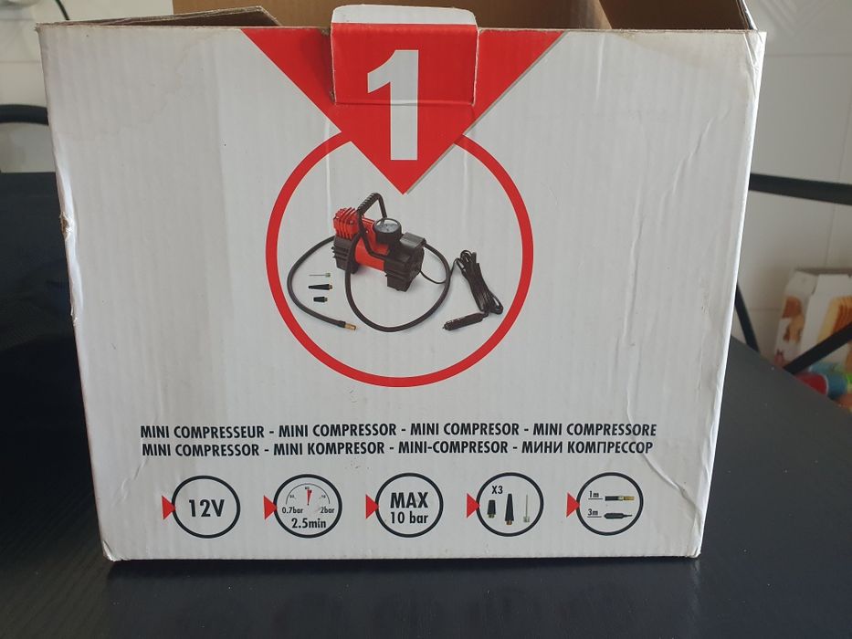 Mini compressor 12V com manómetro analógico