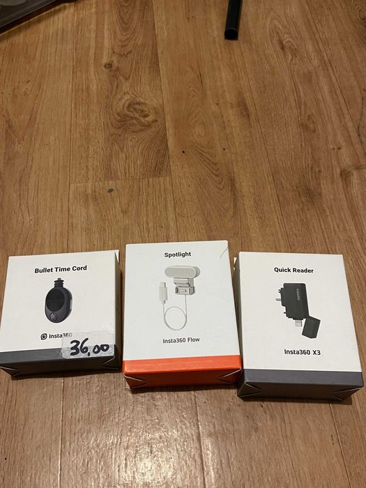 Acessórios insta 360 (Bullet time cord, Spotlight, Quick reader)