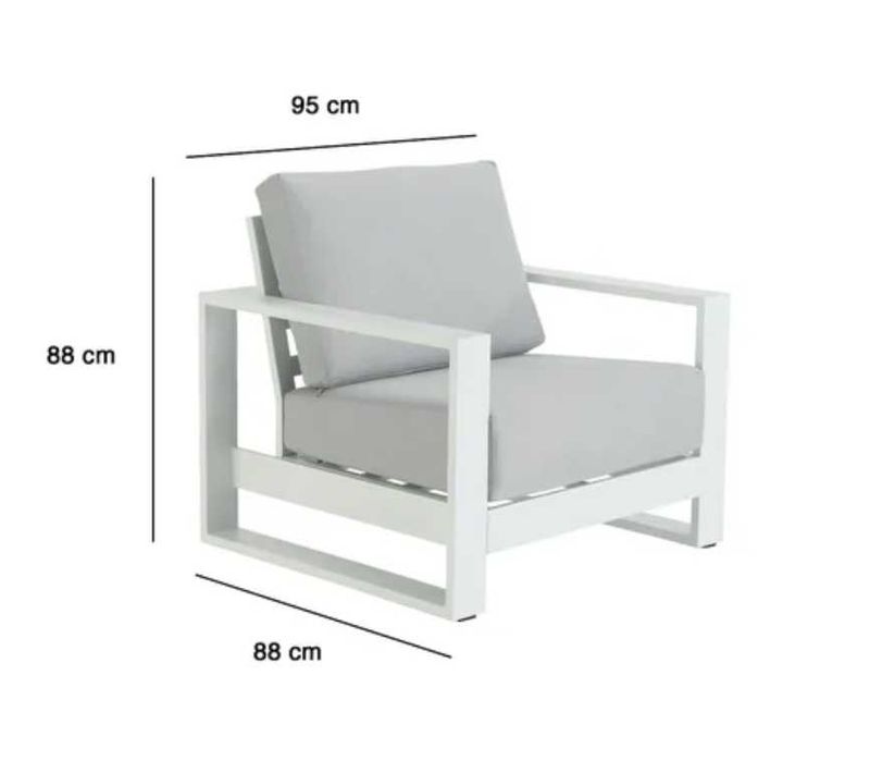 Conjunto de jardim Athena Naterial Branco com almofadas cinza