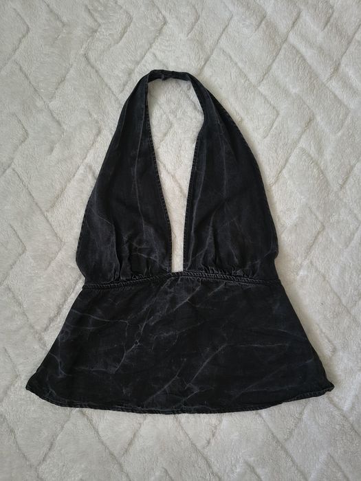 Czarny Ala jeansowy top crop top Zara rozmiar m