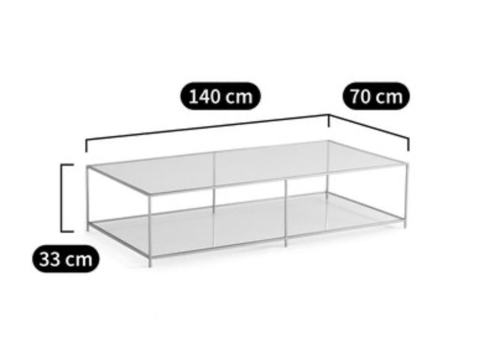 Mesa rectangular de vidro temperado