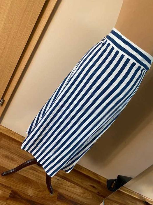 Maxi długa asymetria spodnica pasy paski xxxl 46 48 +size wiskoza