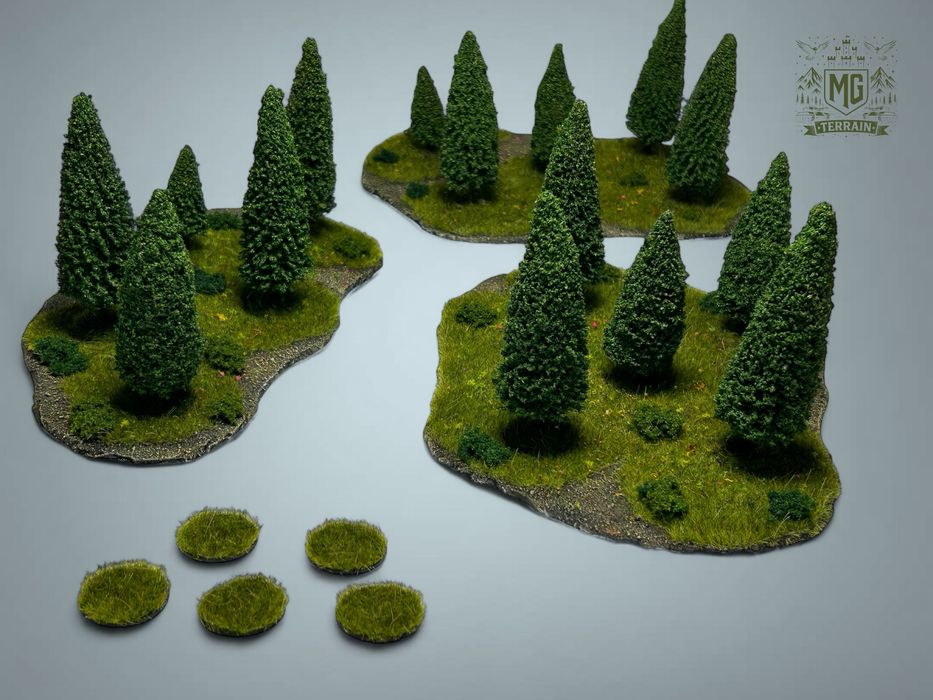 Zestaw 3 lasow drzewka na podstawkach bolt action lotr me sbg
