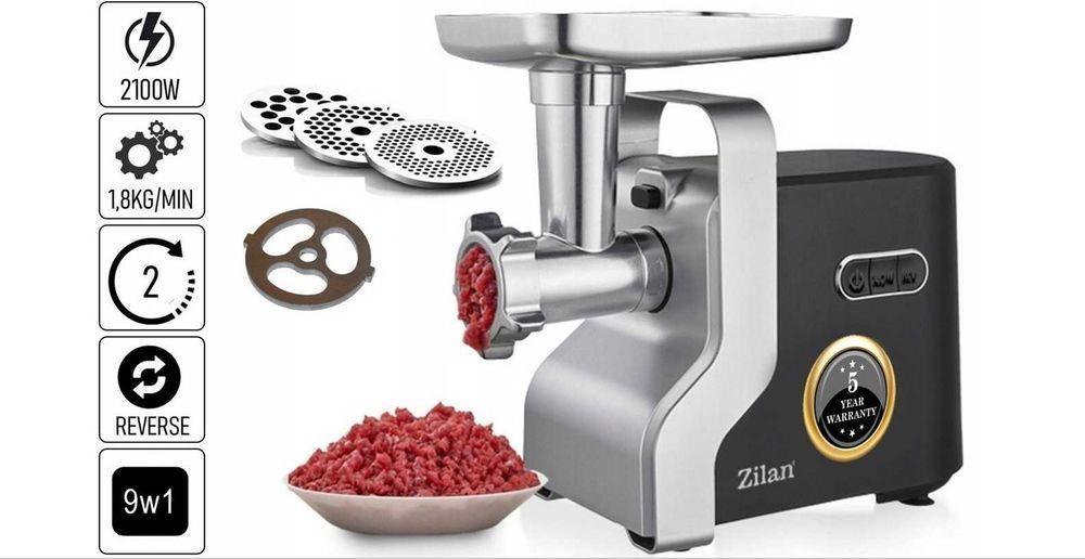 ZESTAW XXL 9w1 Maszynka DO mielenia MIĘSA ZILAN Kiełbasy Elektryczna