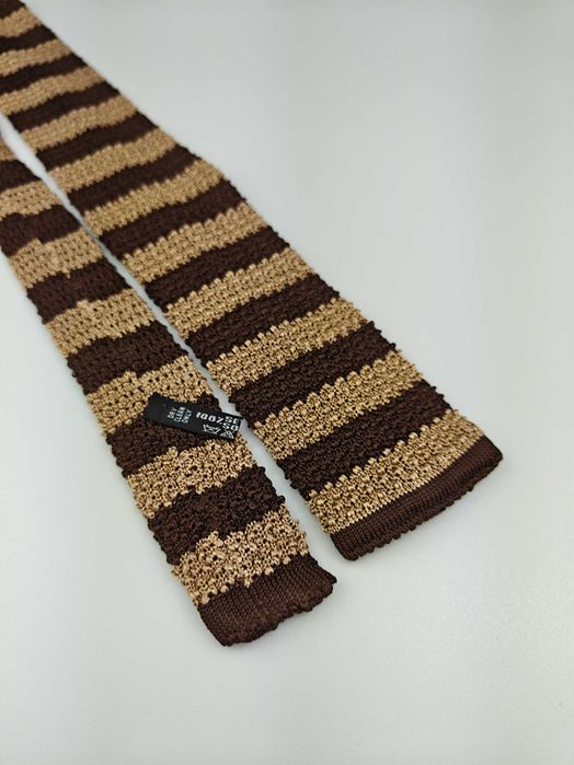 Włoski jedwabny krawat knit w paski wrz85