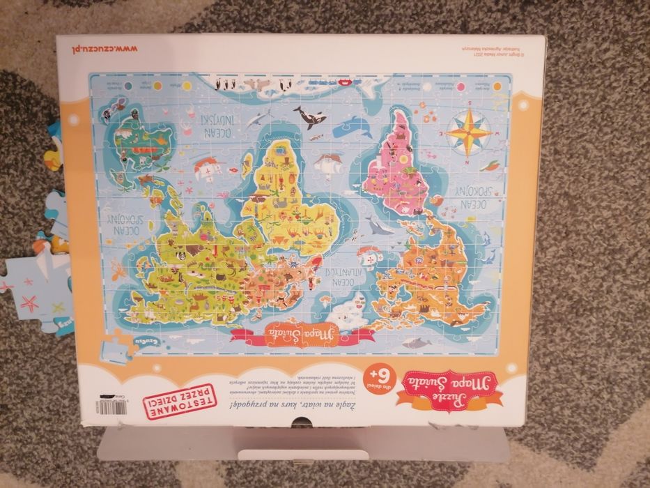 Duże Puzzle Maxi 168 elementów Mapa Świata CzuCzu 6+ jak nowe