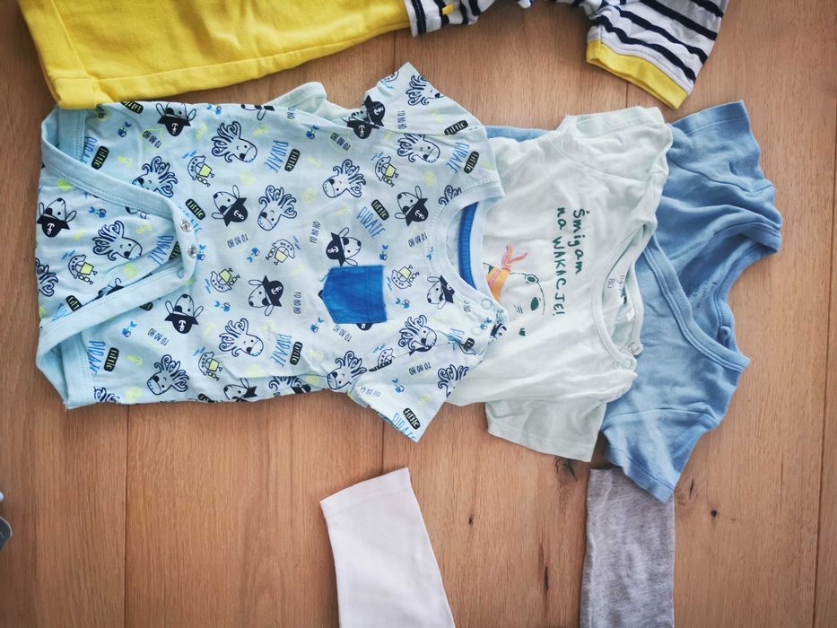 Ubranka dla chłopca, r.74, lato H&M, Mrofi, Okaidi