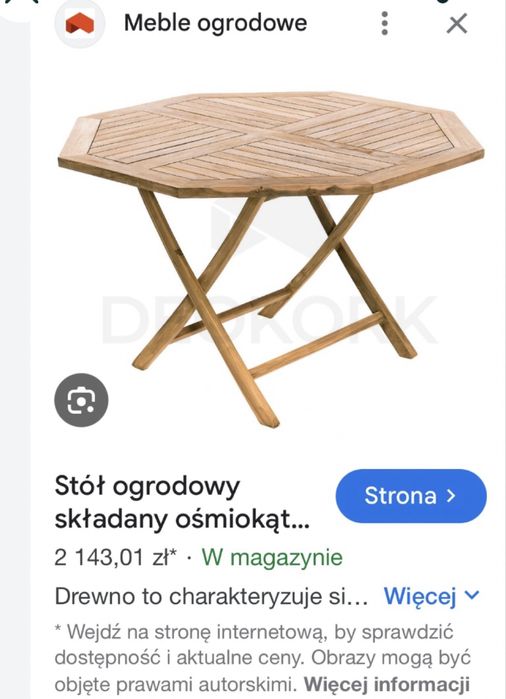Duży stół drewniany zewnętrzny VINTAGE