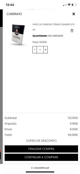 Papel térmico tatuagem