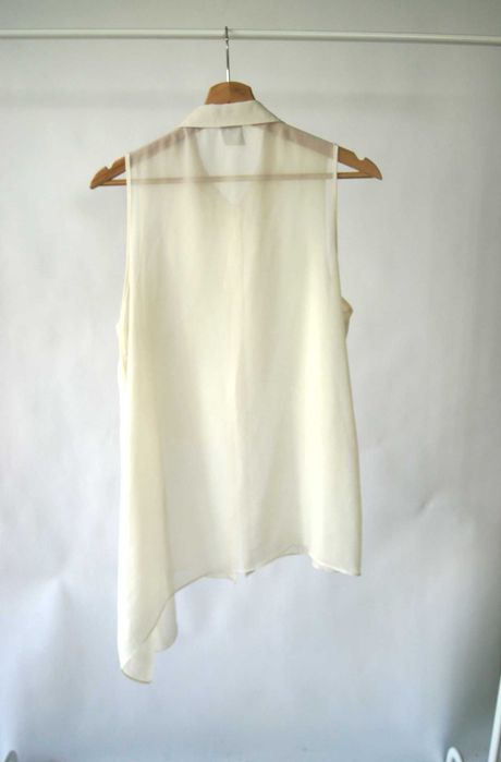 Biała koszula mgiełka George 44XXL biurowa do biura bez rękawów damska