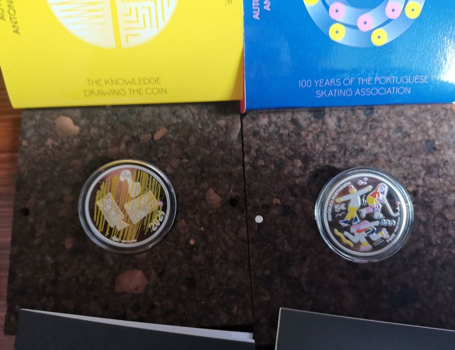 Conjunto 2 moedas comemorativas Prata-Proof "Conhecimento" "Patinagem"