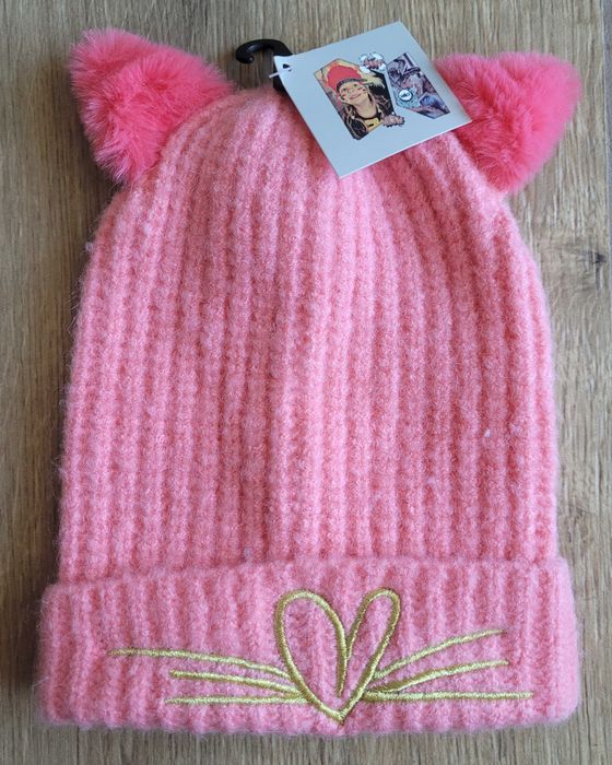 Ciepła Czapka dziewczęca kotek 52