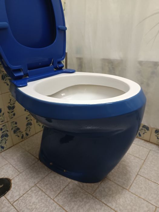 Louças WC azul e branco