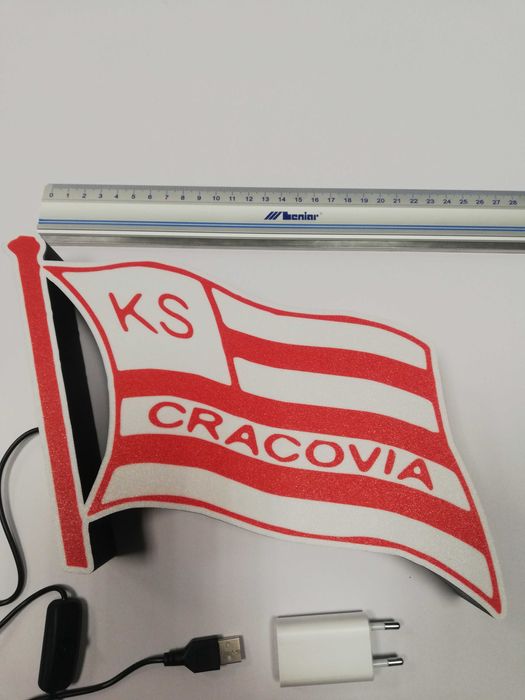 Herb klubu Cracovia Kraków. Lampka led na biurko.