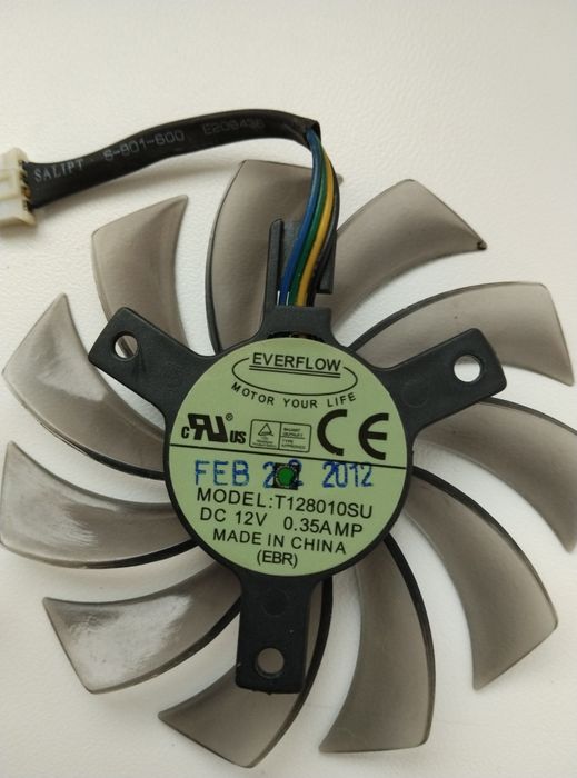 Вентилятор, видеокарта, кулер 75 мм, Т128010SU, 4pin.