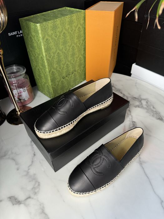 Espadryle Chanel black leather