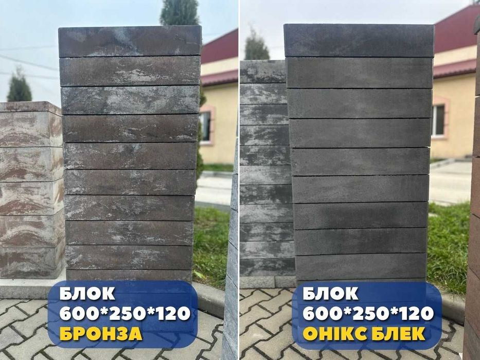 Блок на паркан; Блок 60х25х12 см; Модульний блок; огорожа з блоку